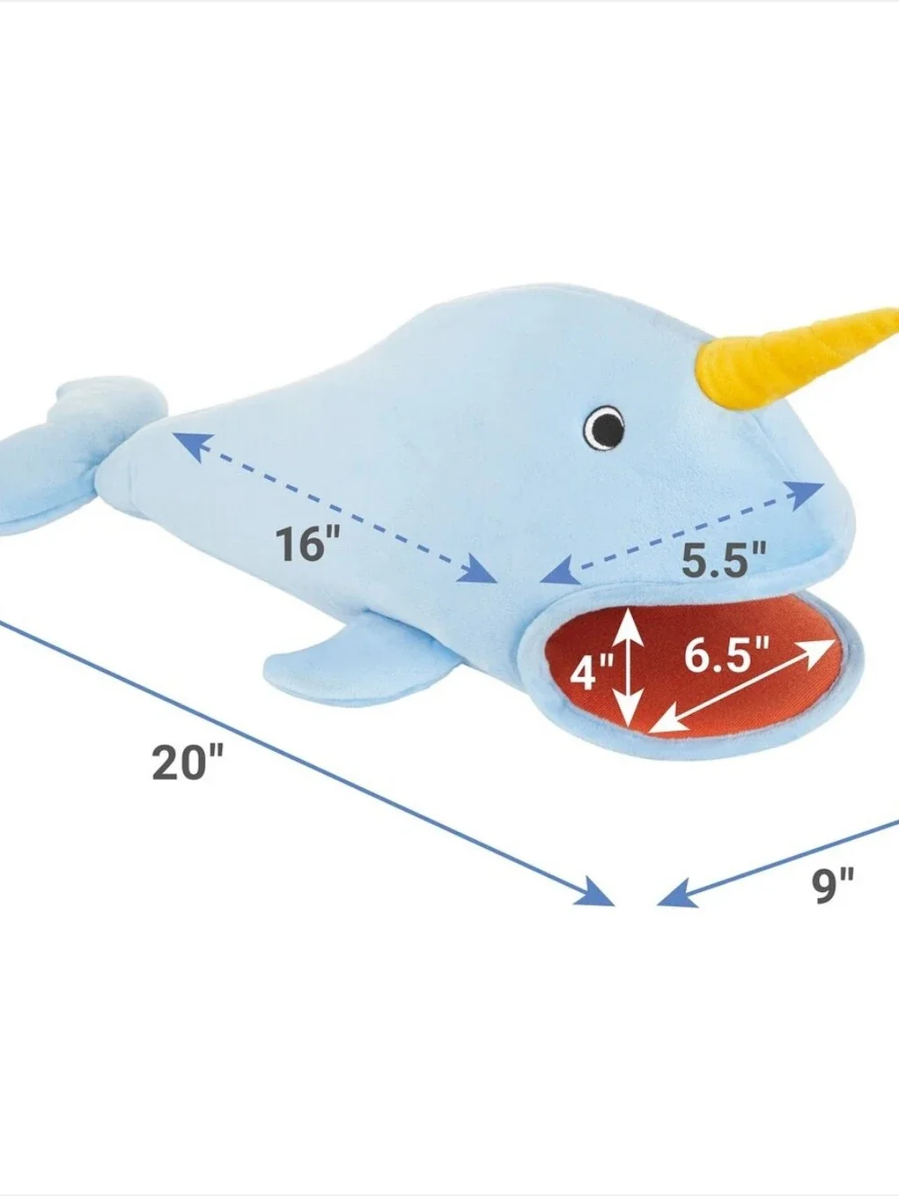 Blue Narwhal Small Pet Plush Hideaway - Cozy Guinea Pig Bed